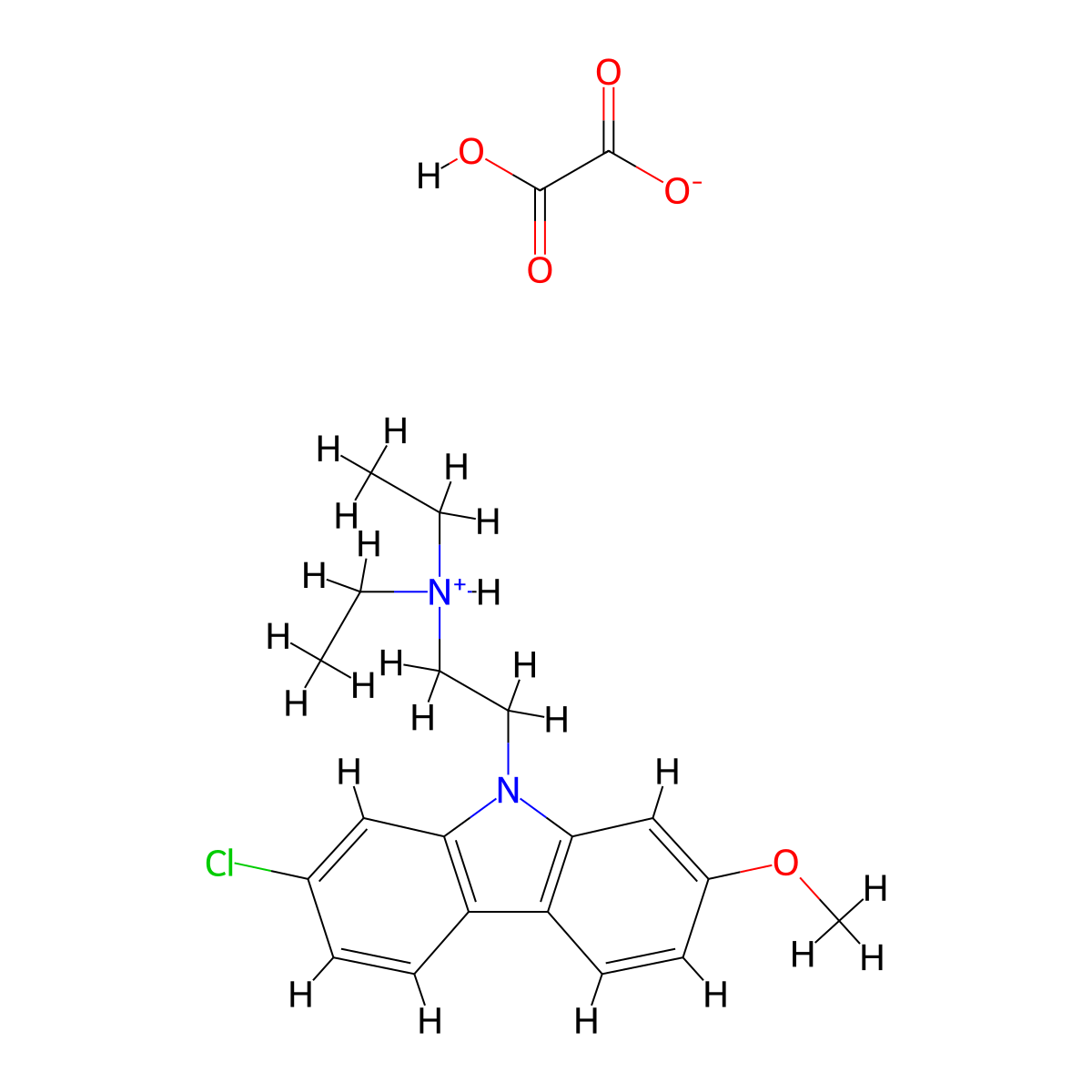 Carbazole, 2-chloro-9-(2-diethylaminoethyl)-7-methoxy-, oxalate molecular structure, CAS 41734-87-6