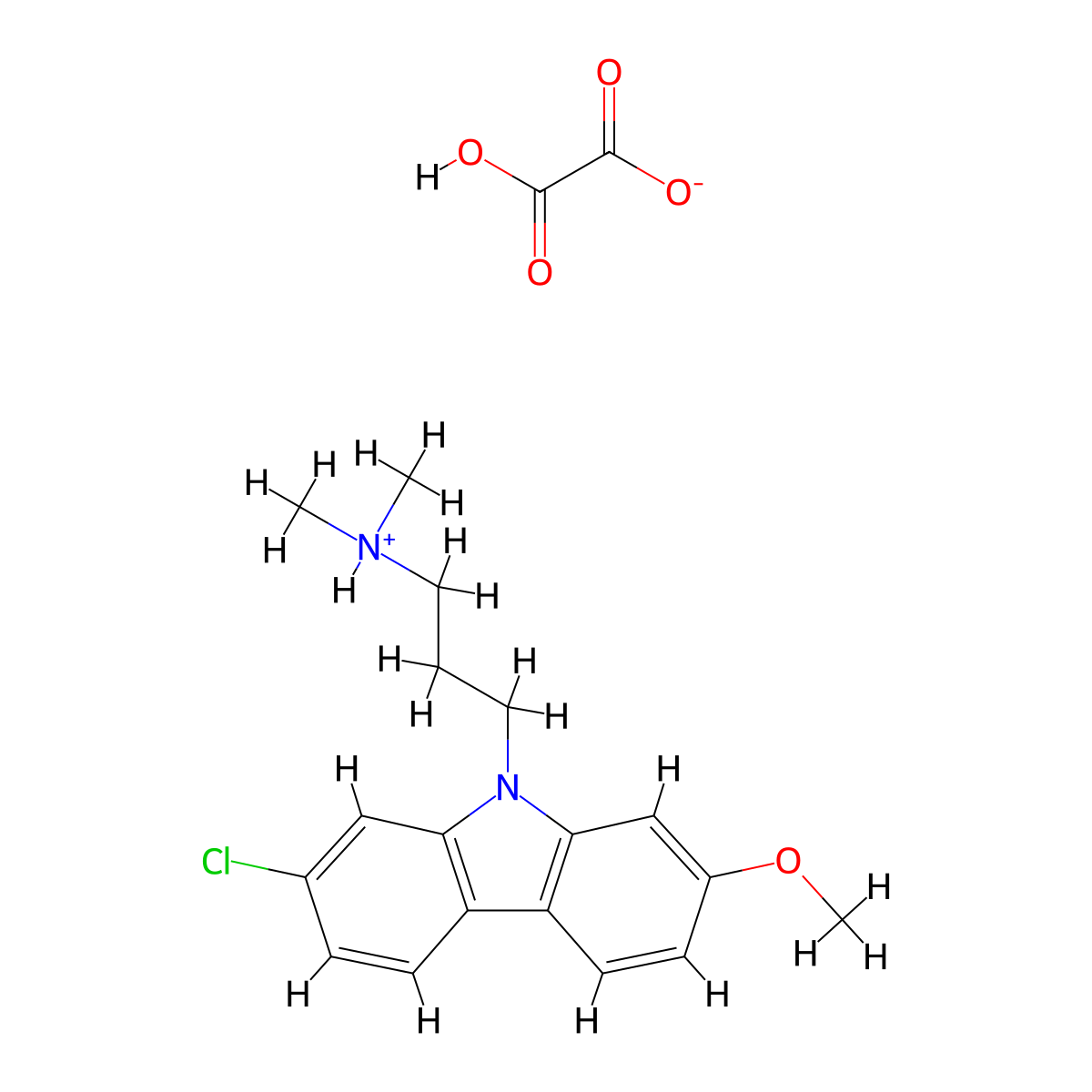 Carbazole, 2-chloro-9-(3-dimethylaminopropyl)-7-methoxy-, oxalate molecular structure, CAS 41734-89-8