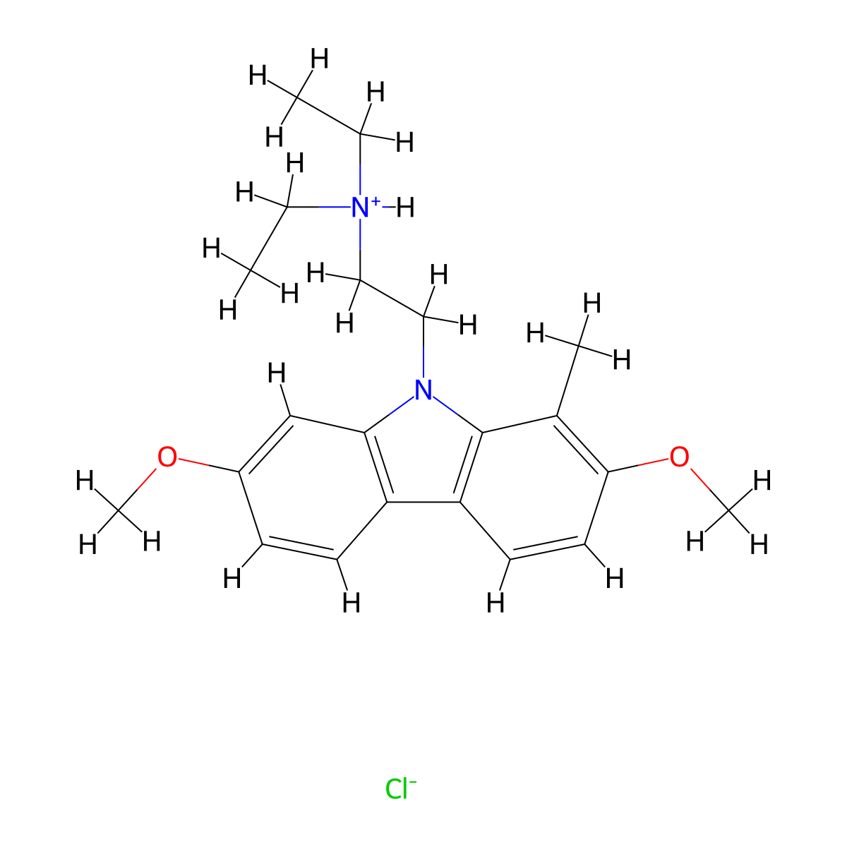 Carbazole, 9-(2-(diethylamino)ethyl)-2,7-dimethoxy-1-methyl-, hydrochloride molecular structure, CAS 41734-92-3