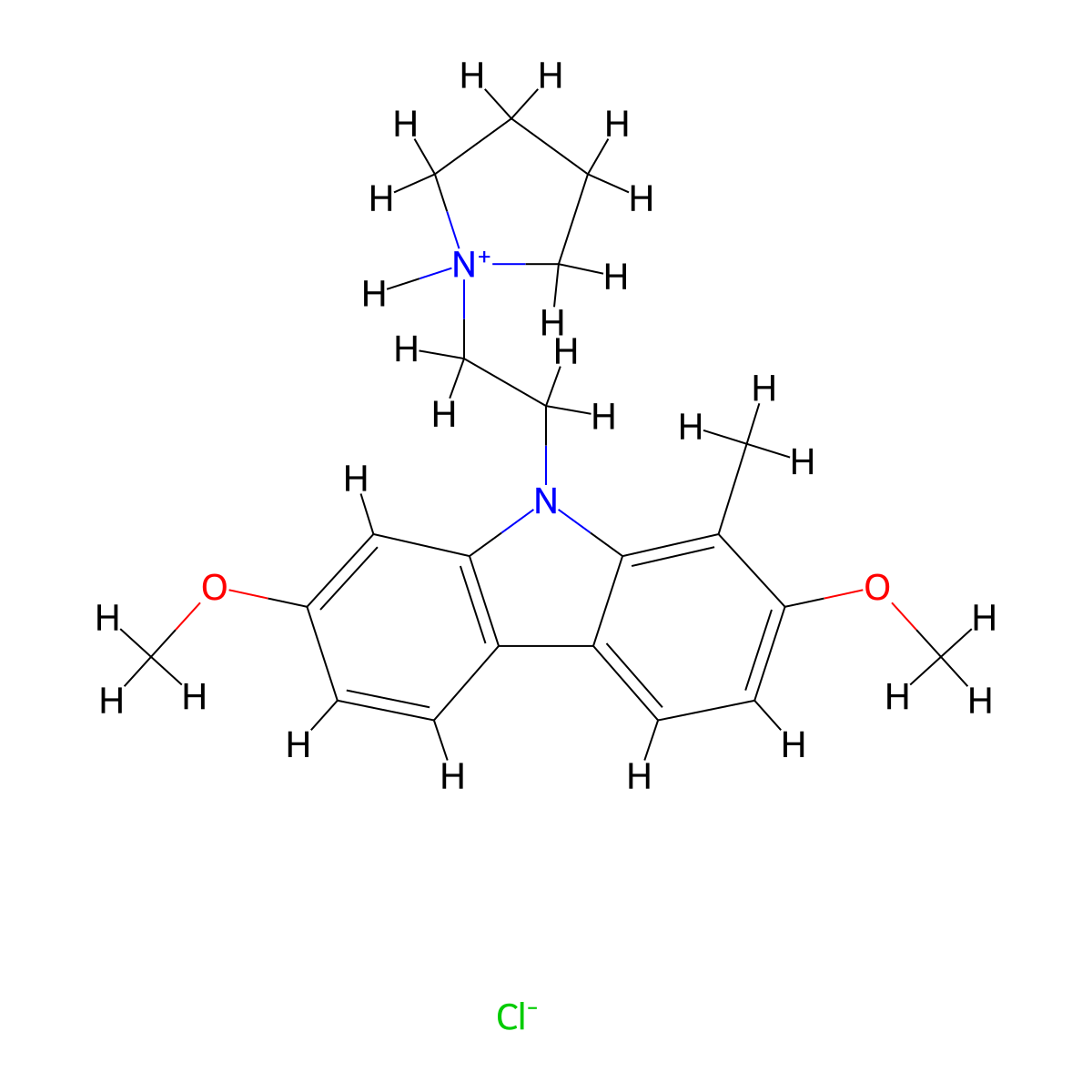 Carbazole, 2,7-dimethoxy-1-methyl-9-(2-(1-pyrrolidinyl)ethyl)-, hydrochloride molecular structure, CAS 41734-93-4