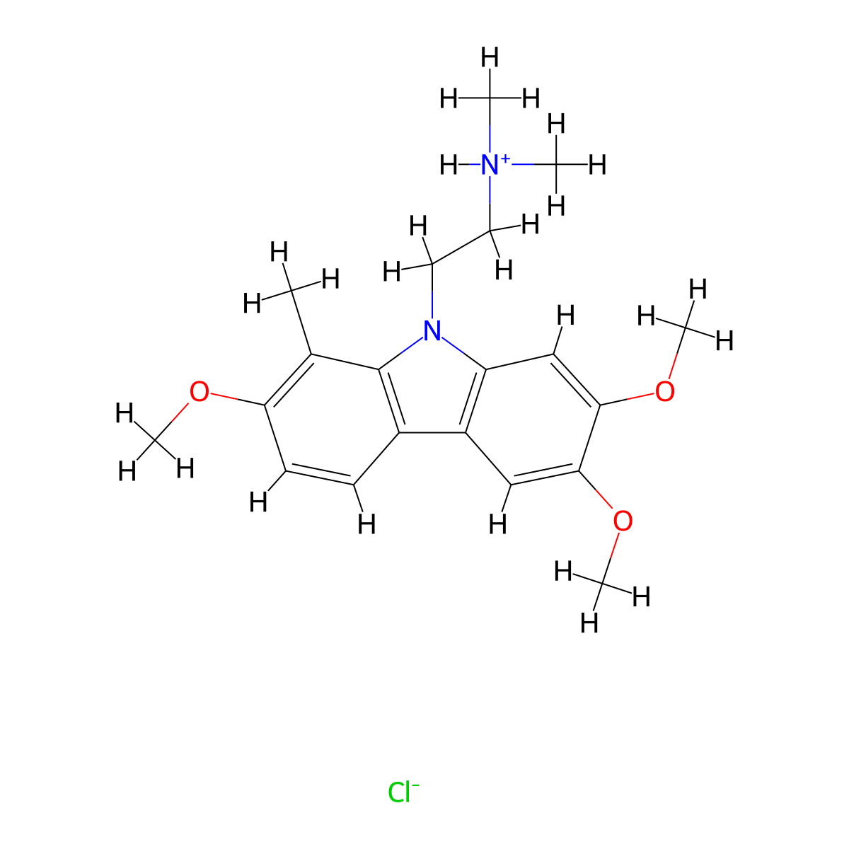 Carbazole, 9-(2-(dimethylamino)ethyl)-1-methyl-2,6,7-trimethoxy-, hydrochloride molecular structure, CAS 41734-94-5