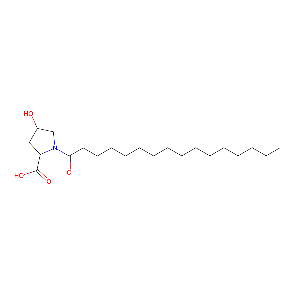 Hydroxyproline palmitamide molecular structure, CAS 41736-92-9