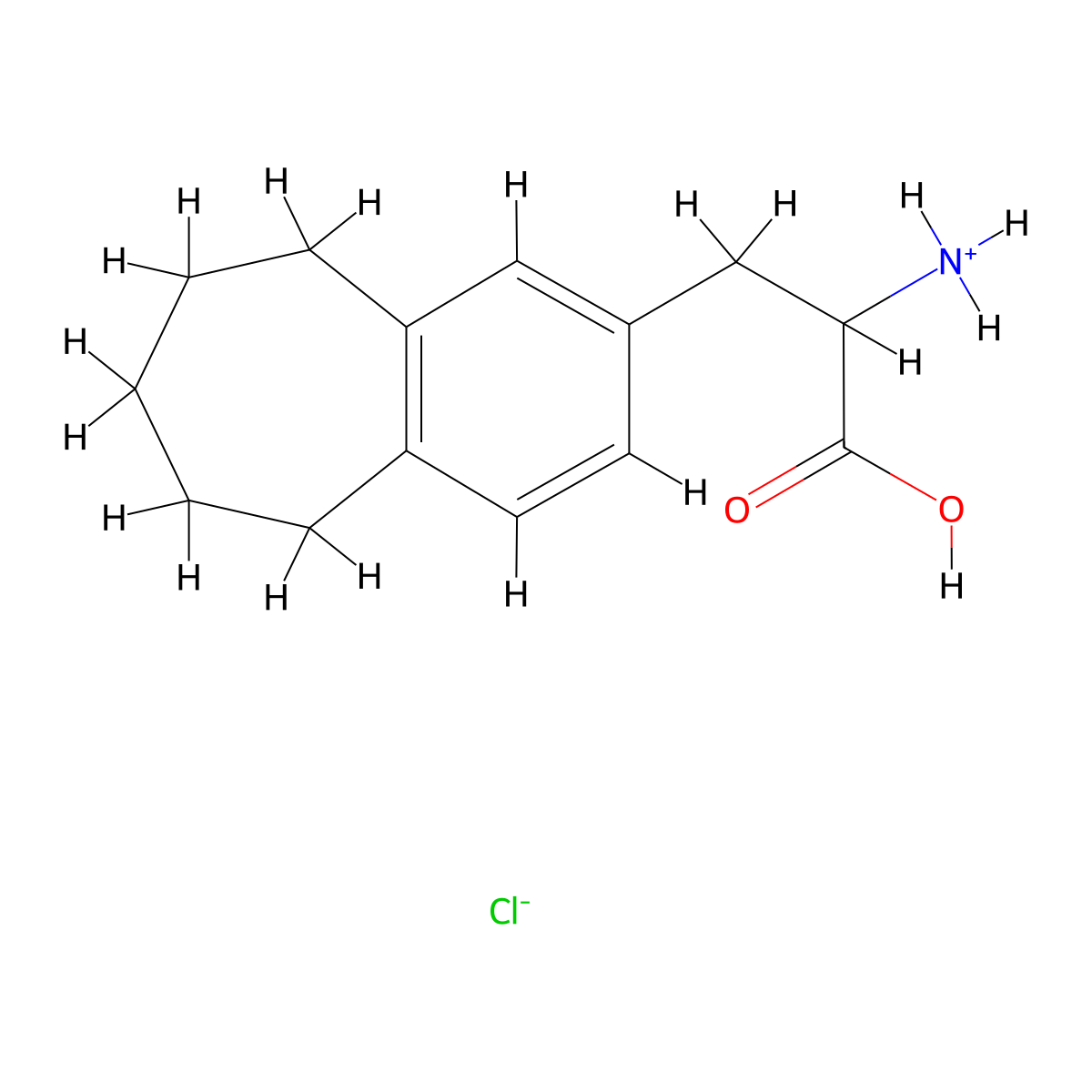 5H-Benzocycloheptene-2-propanoic acid, 6,7,8,9-tetrahydro-alpha-amino-, hydrochloride molecular structure, CAS 41737-38-6