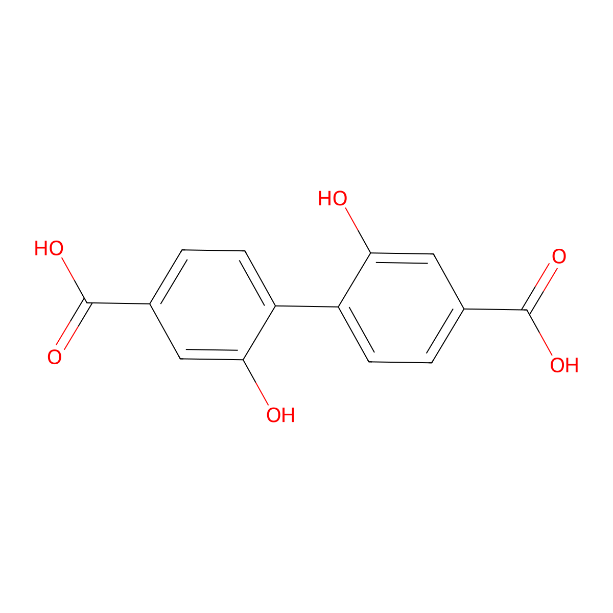 2,2'-Dihydroxy-[1,1'-biphenyl]-4,4'-dicarboxylic acid molecular structure, CAS 41738-72-1