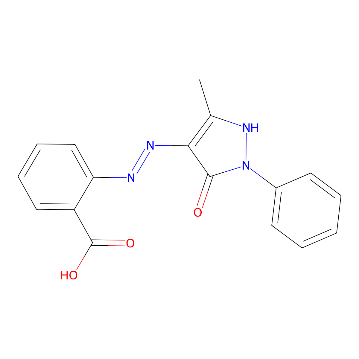 o-(5-Hydroxy-3-methyl-1-phenyl-4-pyrazolylazo)benzoic acid molecular structure, CAS 41741-86-0