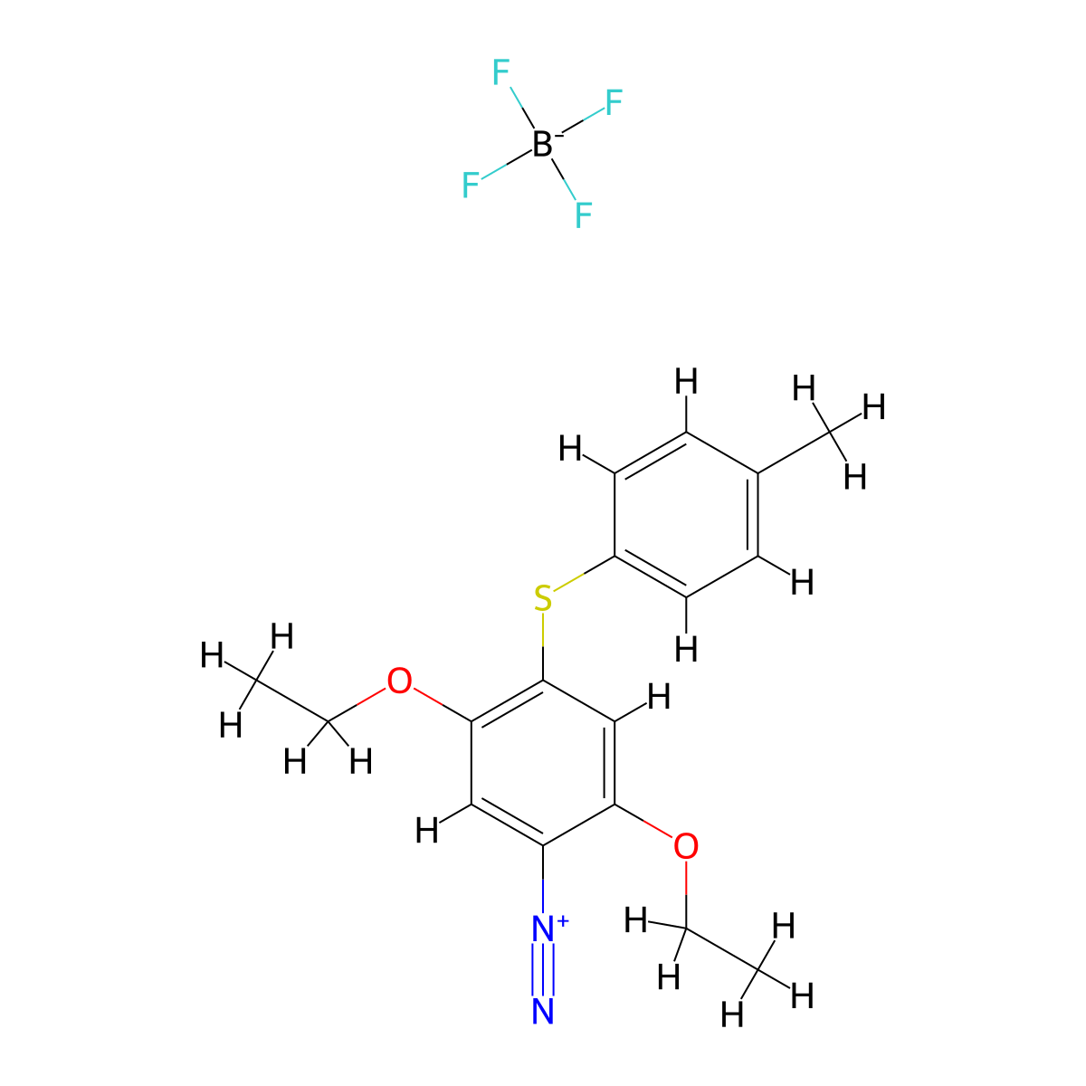 Benzenediazonium, 2,5-diethoxy-4-((4-methylphenyl)thio)-, tetrafluoroborate(1-) (1:1) molecular structure, CAS 41749-18-2