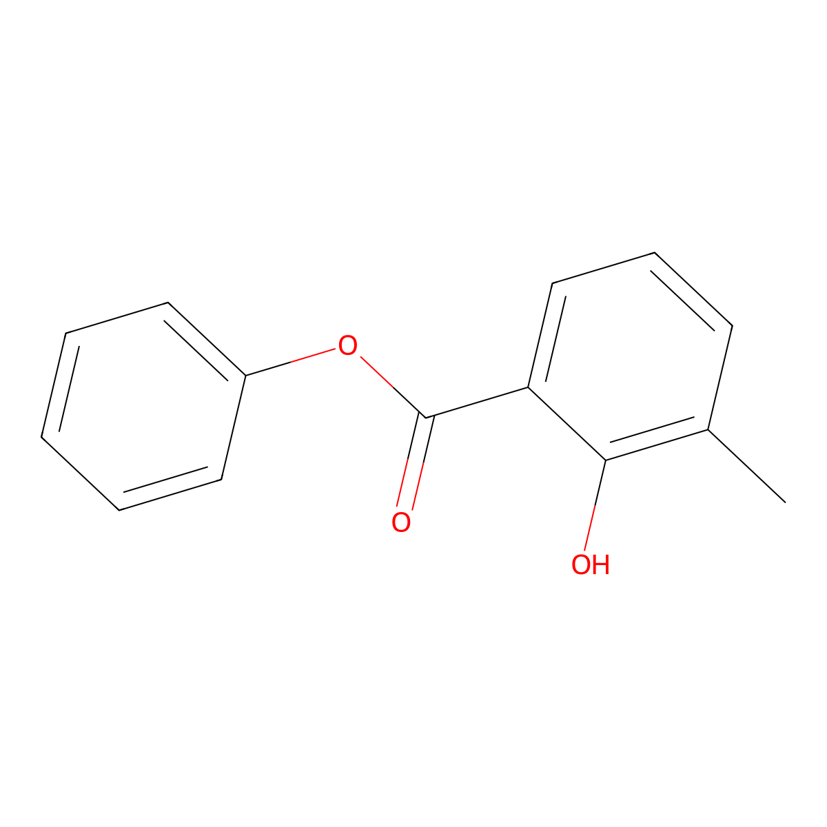 Phenyl 2-hydroxy-3-methylbenzoate molecular structure, CAS 41755-73-1