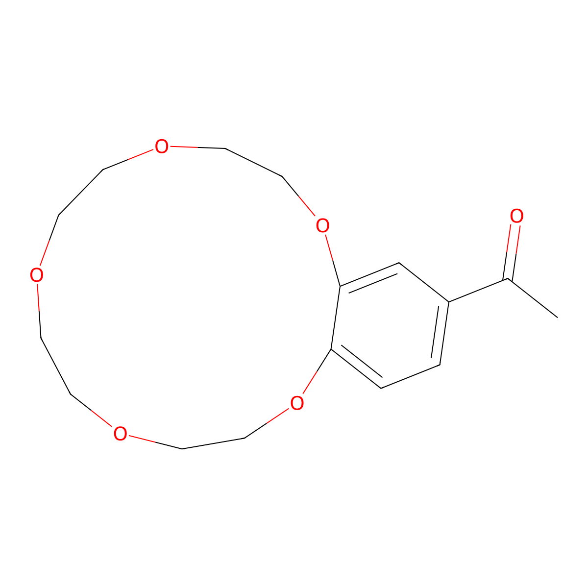 1-(2,3,5,6,8,9,11,12-Octahydrobenzo[b][1,4,7,10,13]pentaoxacyclopentadecin-15-yl)ethanone molecular structure, CAS 41757-95-3