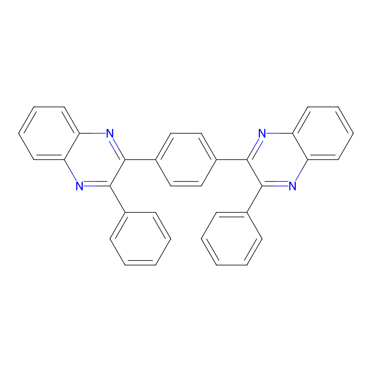 2-Phenyl-3-[4-(3-phenylquinoxalin-2-yl)phenyl]quinoxaline molecular structure, CAS 41758-31-0