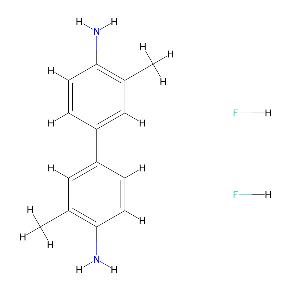 o-Tolidine dihydrofluoride molecular structure, CAS 41766-75-0