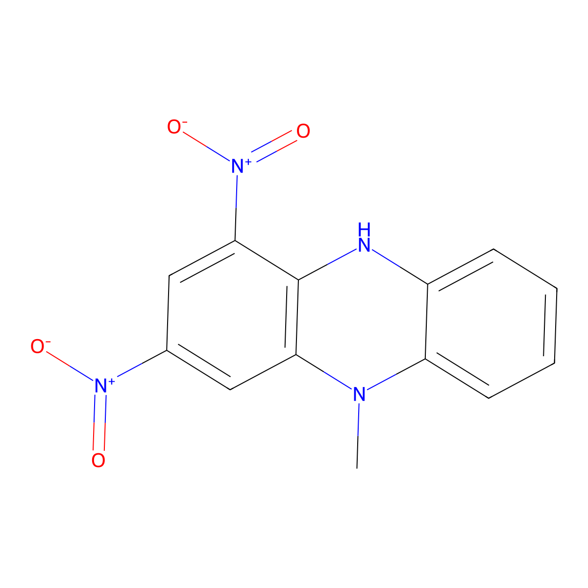 Phenazine, 5,10-dihydro-5-methyl-1,3-dinitro- molecular structure, CAS 4177-31-5