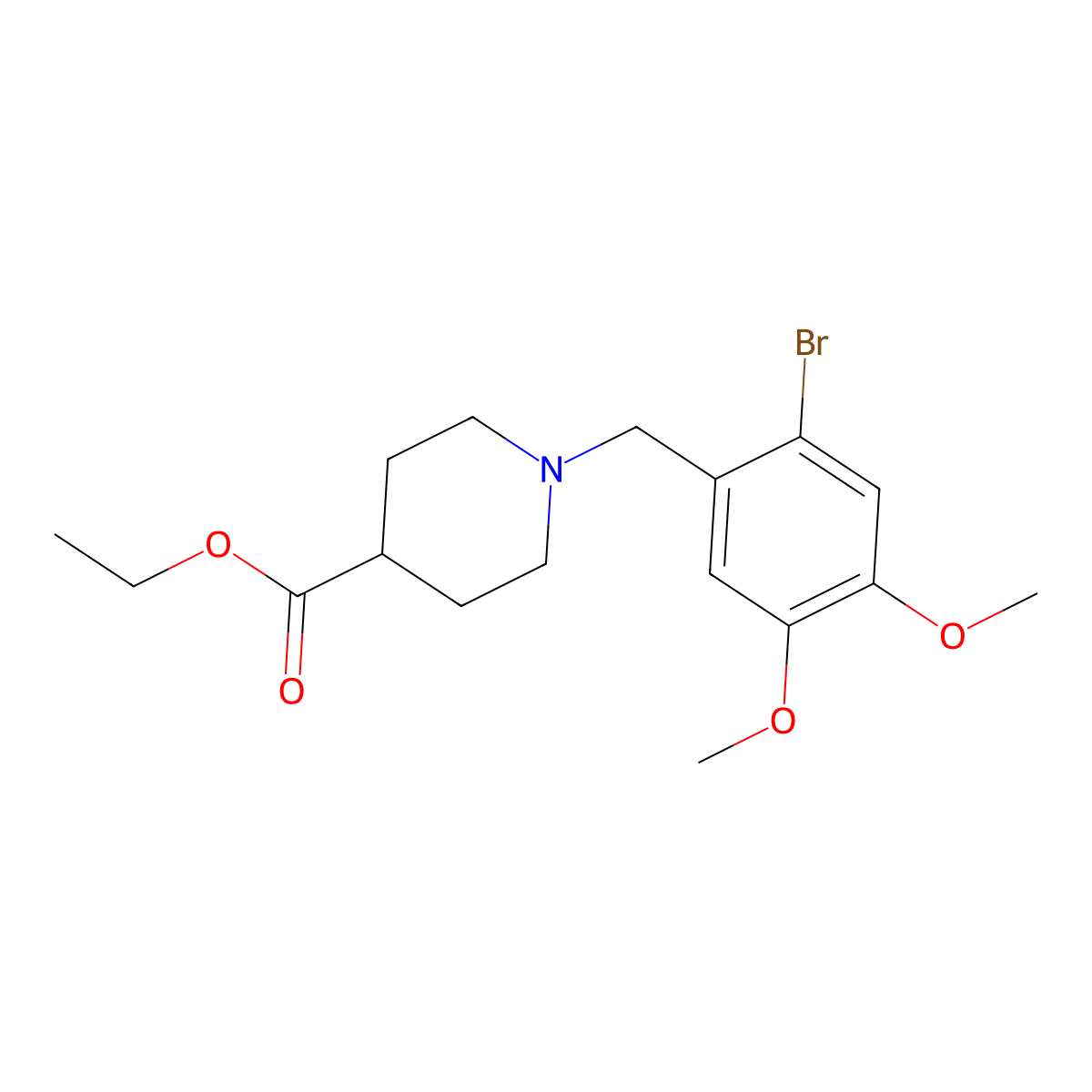 Ethyl 1-[(2-bromo-4,5-dimethoxyphenyl)methyl]piperidine-4-carboxylate molecular structure, CAS 4177-73-5