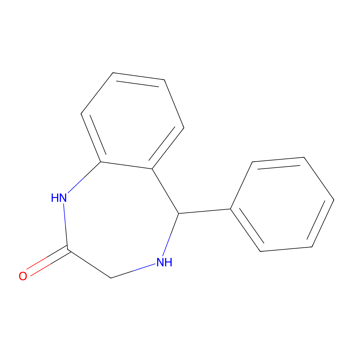 5-Phenyl-1,3,4,5-tetrahydro-1,4-benzodiazepin-2-one molecular structure, CAS 4177-79-1