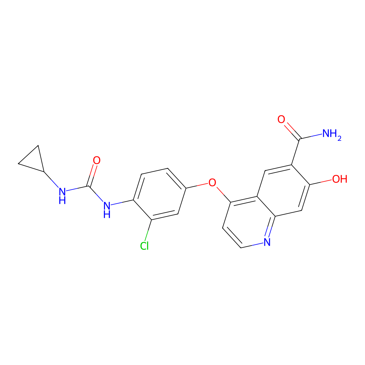 4-(3-Chloro-4-(((cyclopropylamino)carbonyl)amino)phenoxy)-7-hydroxy-6-quinolinecarboxamide molecular structure, CAS 417717-04-5