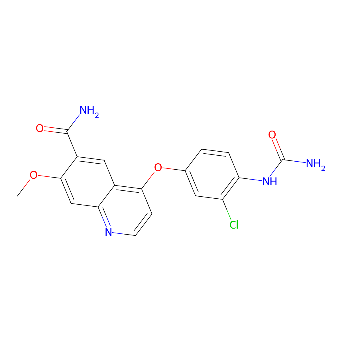 4-(3-Chloro-4-ureidophenoxy)-7-methoxyquinoline-6-carboxamide molecular structure, CAS 417719-51-8