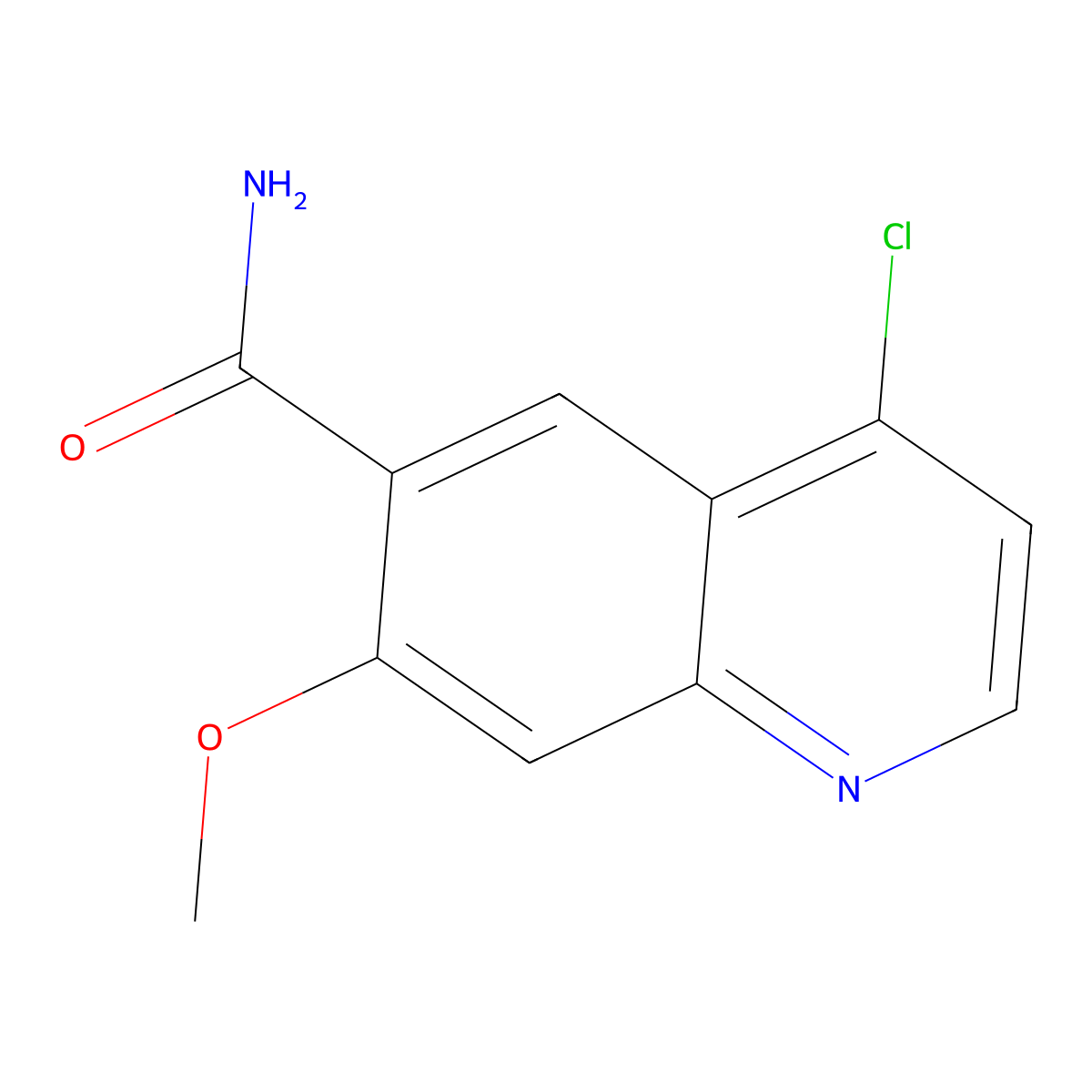 4-Chloro-7-methoxyquinoline-6-carboxamide molecular structure, CAS 417721-36-9