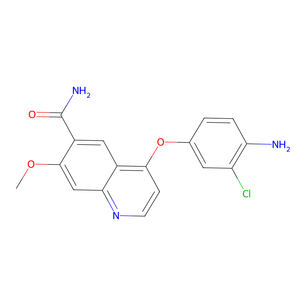 4-(4-Amino-3-chlorophenoxy)-7-methoxy-6-quinolinecarboxamide molecular structure, CAS 417722-93-1
