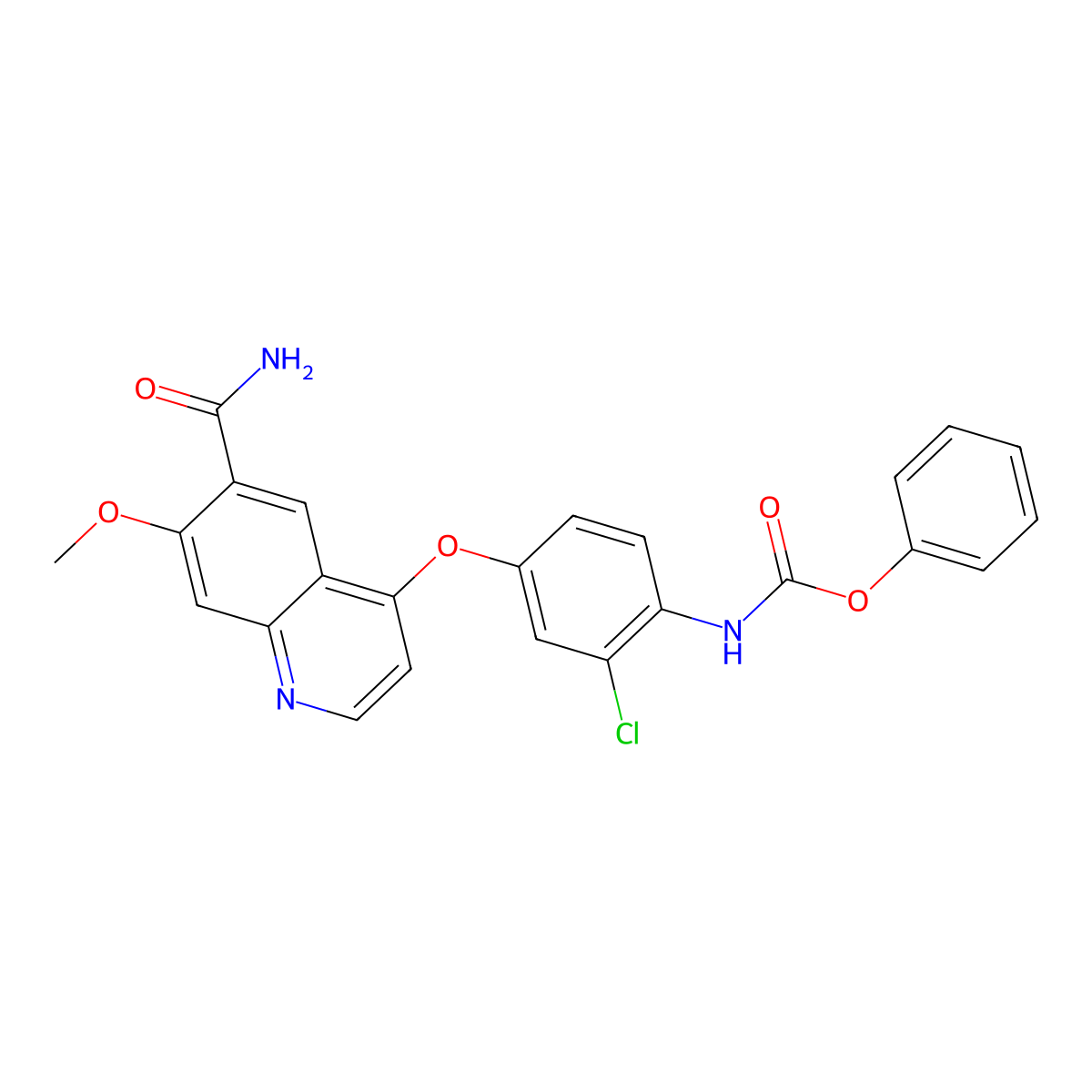 (4-((6-(Aminocarbonyl)-7-methoxy-4-quinolinyl)oxy)-2-chlorophenyl)carbamic acid phenyl ester molecular structure, CAS 417722-95-3