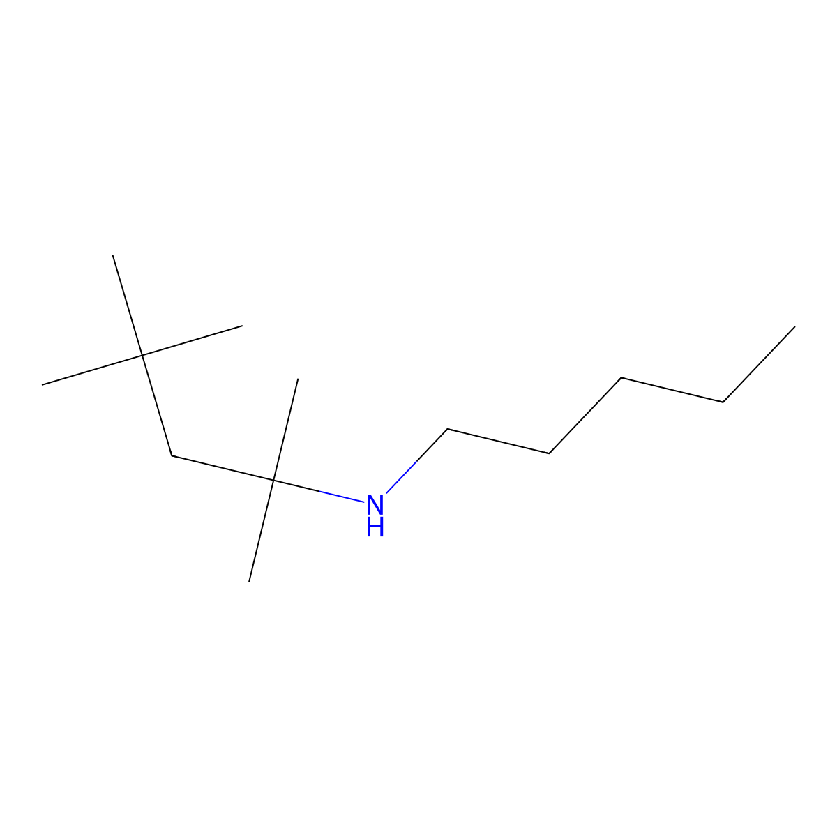 Pentyl(2,4,4-trimethylpentan-2-yl)amine molecular structure, CAS 41781-40-2