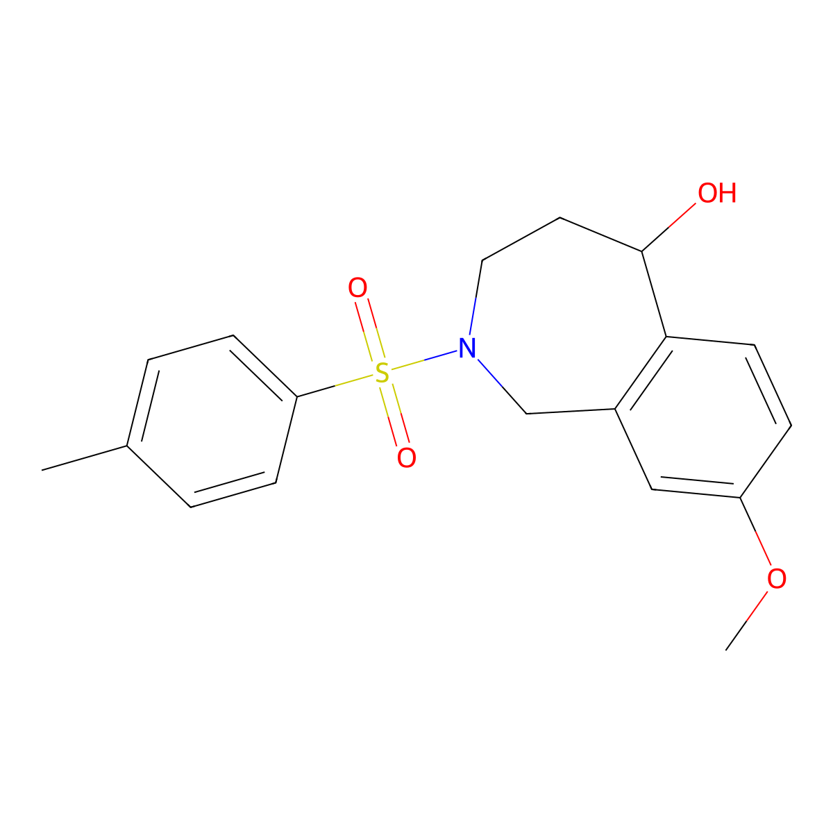 8-Methoxy-2-(4-methylphenyl)sulfonyl-1,3,4,5-tetrahydro-2-benzazepin-5-ol molecular structure, CAS 41790-03-8