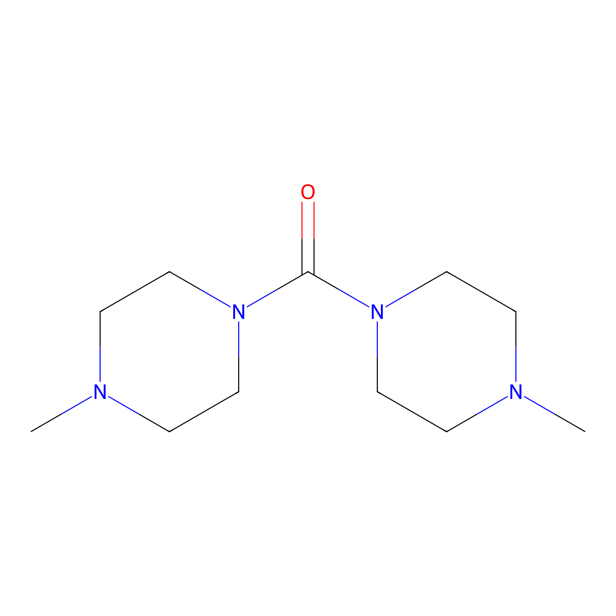 Bis(4-methylpiperazin-1-yl)methanone molecular structure, CAS 4180-30-7