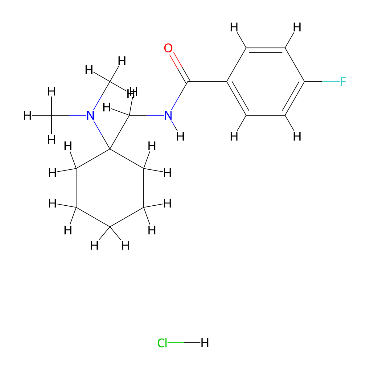 1-(4-Fluorobenzamidomethyl)-cyclohexyl dimethylamine hydrochloride molecular structure, CAS 41804-99-3