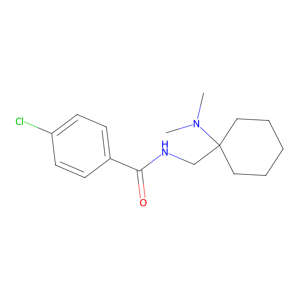 4-chloro-N-{[1-(dimethylamino)cyclohexyl]methyl}benzamide molecular structure, CAS 41805-00-9