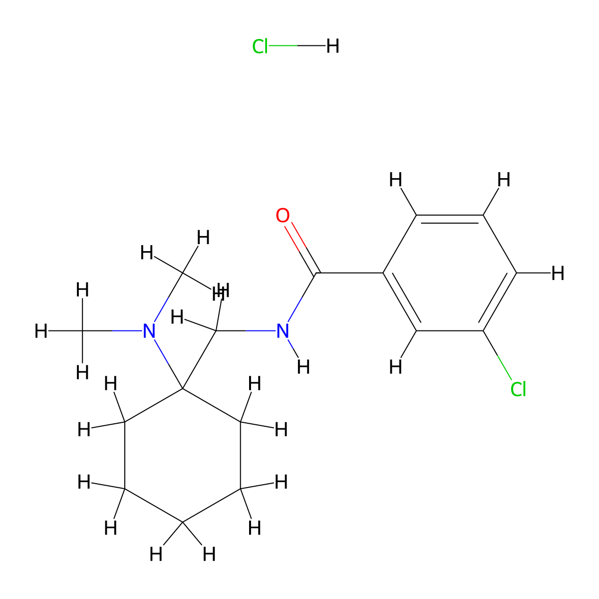 m-Chloro-N-[[1-(dimethylamino)cyclohexyl]methyl]benzamide monohydrochloride molecular structure, CAS 41805-03-2