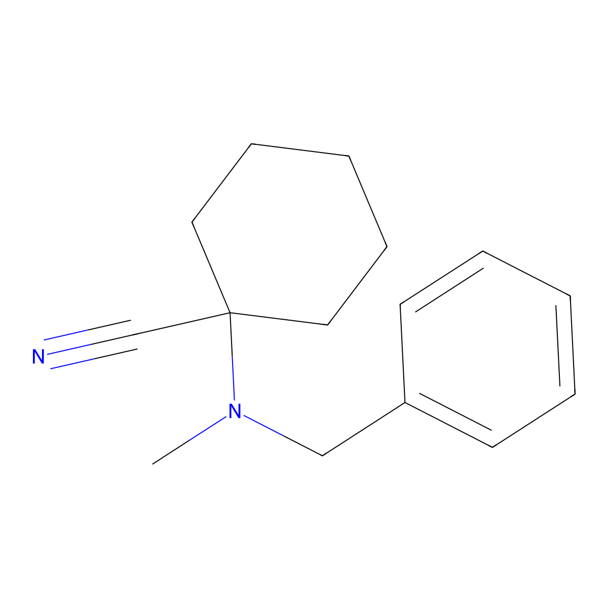 1-[Benzyl(methyl)amino]cyclohexane-1-carbonitrile molecular structure, CAS 41805-28-1
