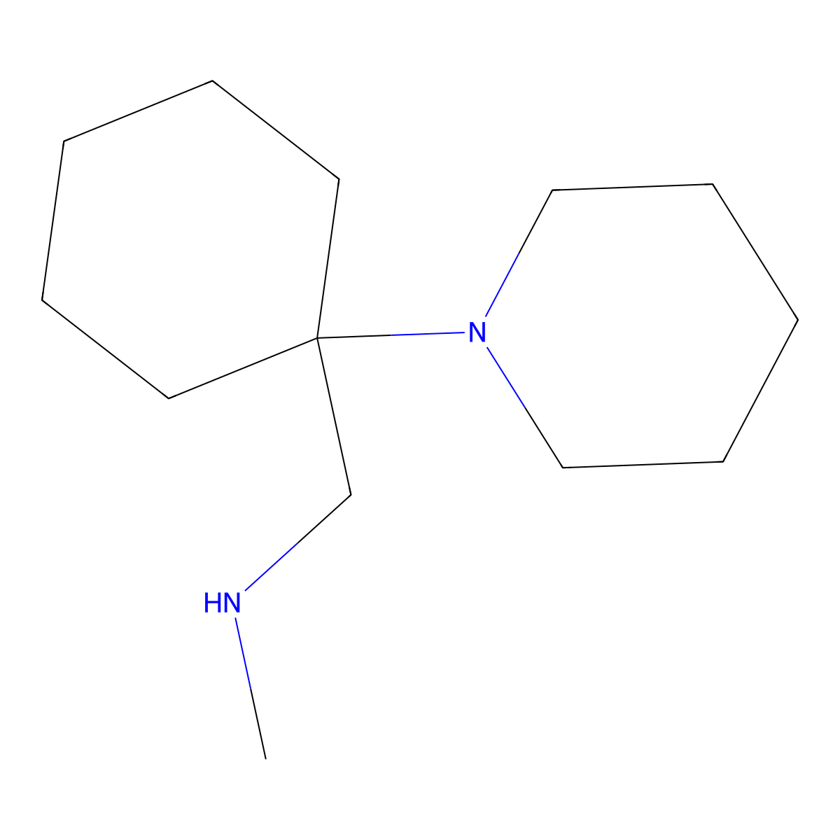 N-Methyl-1-(1-(piperidin-1-yl)cyclohexyl)methanamine molecular structure, CAS 41805-50-9