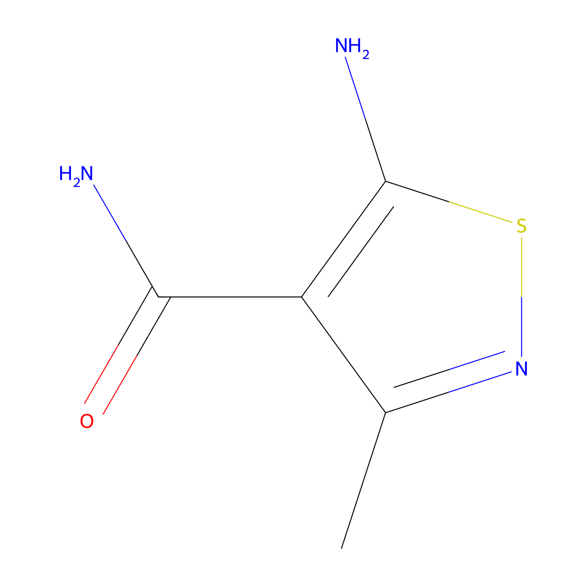 5-Amino-3-methyl-1,2-thiazole-4-carboxamide molecular structure, CAS 41808-40-6