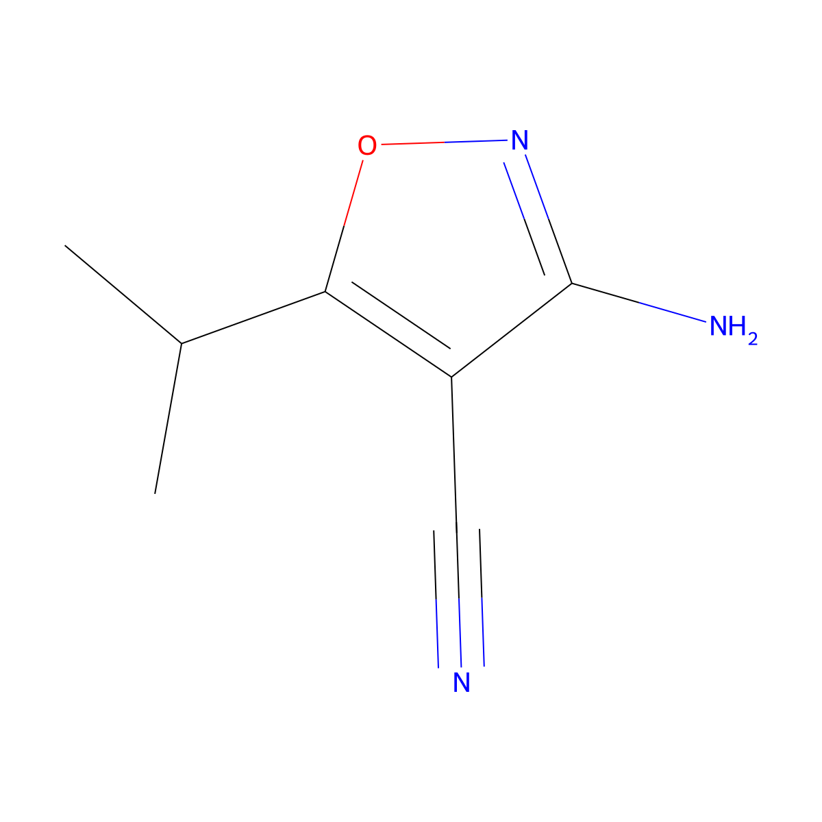 3-Amino-5-(propan-2-yl)-1,2-oxazole-4-carbonitrile molecular structure, CAS 41808-54-2