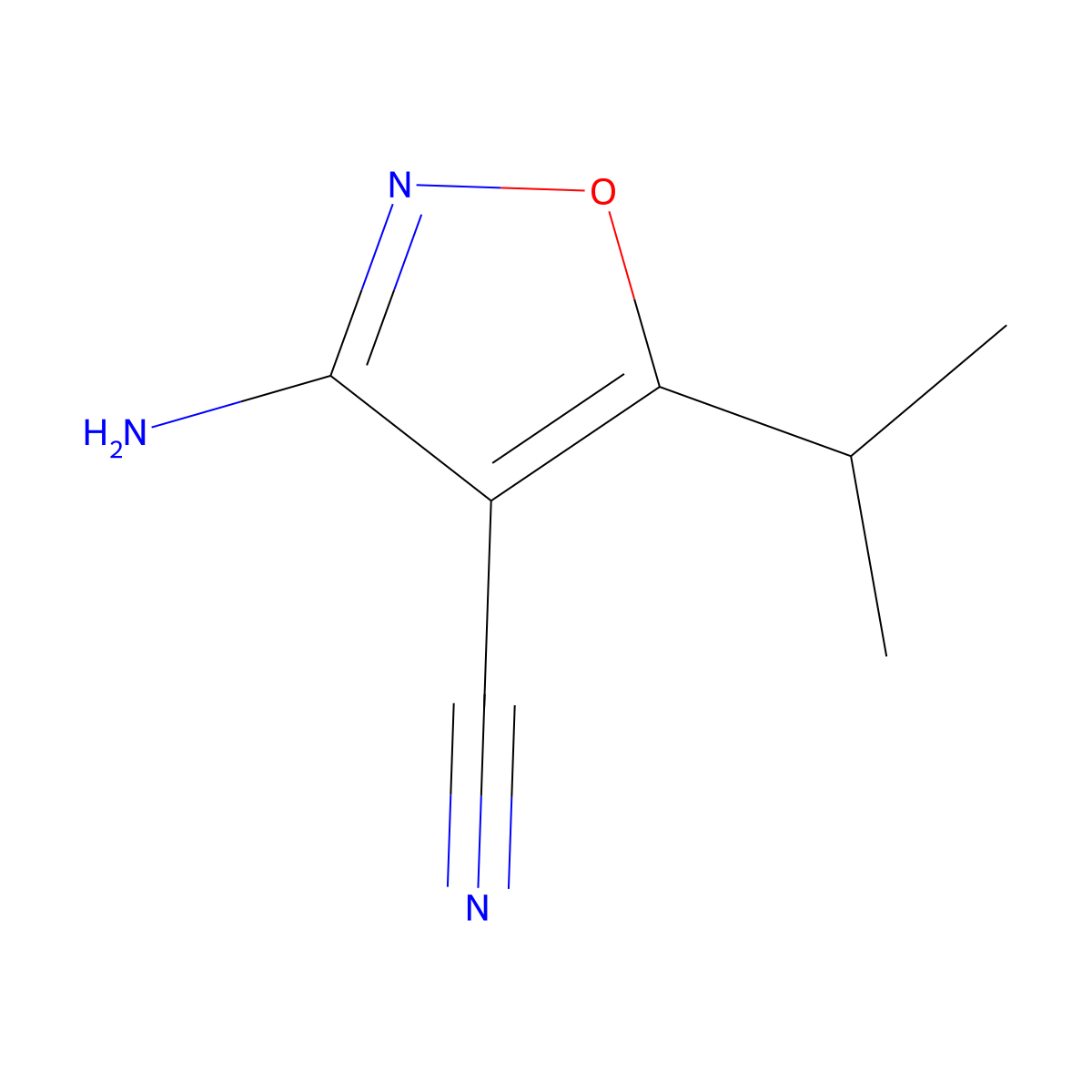 3-Amino-5-(propan-2-yl)-1,2-oxazole-4-carbonitrile molecular structure, CAS 41808-54-2