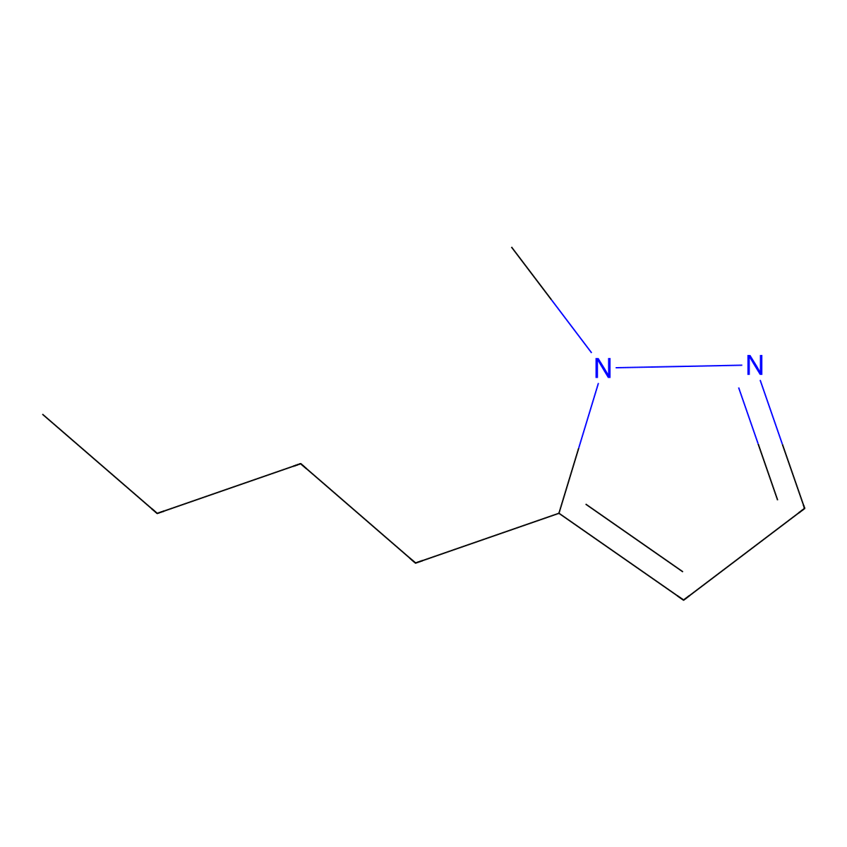5-butyl-1-methyl-1H-pyrazole molecular structure, CAS 41818-35-3