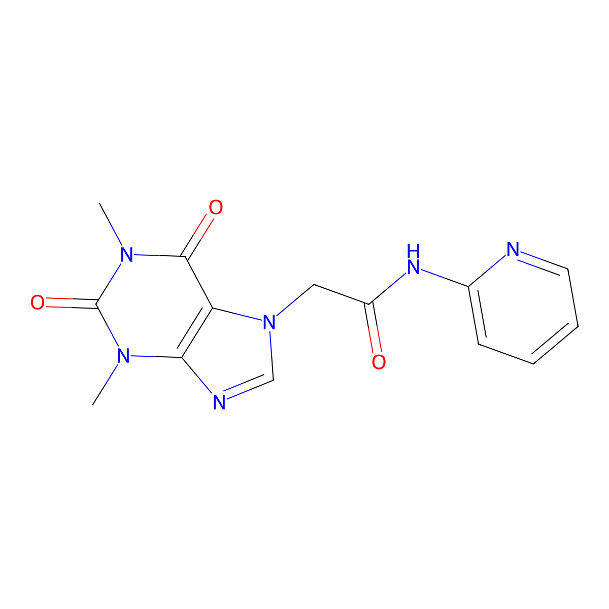 2-(1,3-dimethyl-2,6-dioxopurin-7-yl)-N-pyridin-2-ylacetamide molecular structure, CAS 41838-17-9