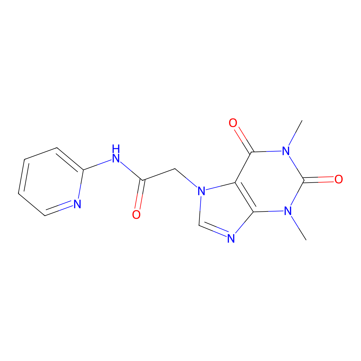 2-(1,3-dimethyl-2,6-dioxopurin-7-yl)-N-pyridin-2-ylacetamide molecular structure, CAS 41838-17-9