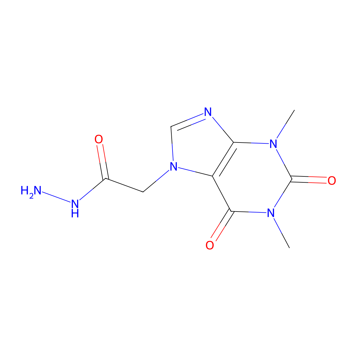 2-(1,3-dimethyl-2,6-dioxo-2,3,6,7-tetrahydro-1H-purin-7-yl)acetohydrazide molecular structure, CAS 41838-25-9