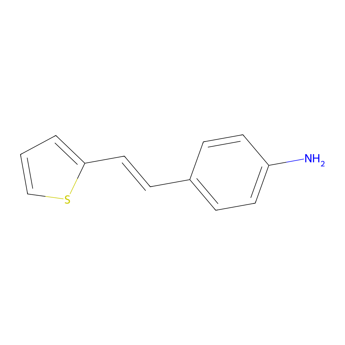 4-((1E)-2-(2-Thienyl)ethenyl)benzenamine molecular structure, CAS 41839-01-4