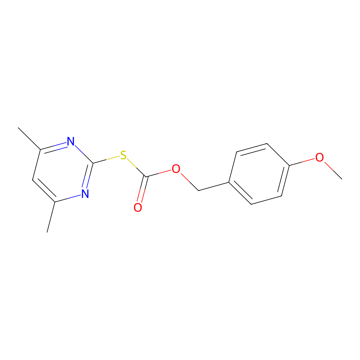 S-(4,6-Dimethylpyrimidin-2-yl) O-(p-methoxybenzyl) thiocarbonate molecular structure, CAS 41840-29-3