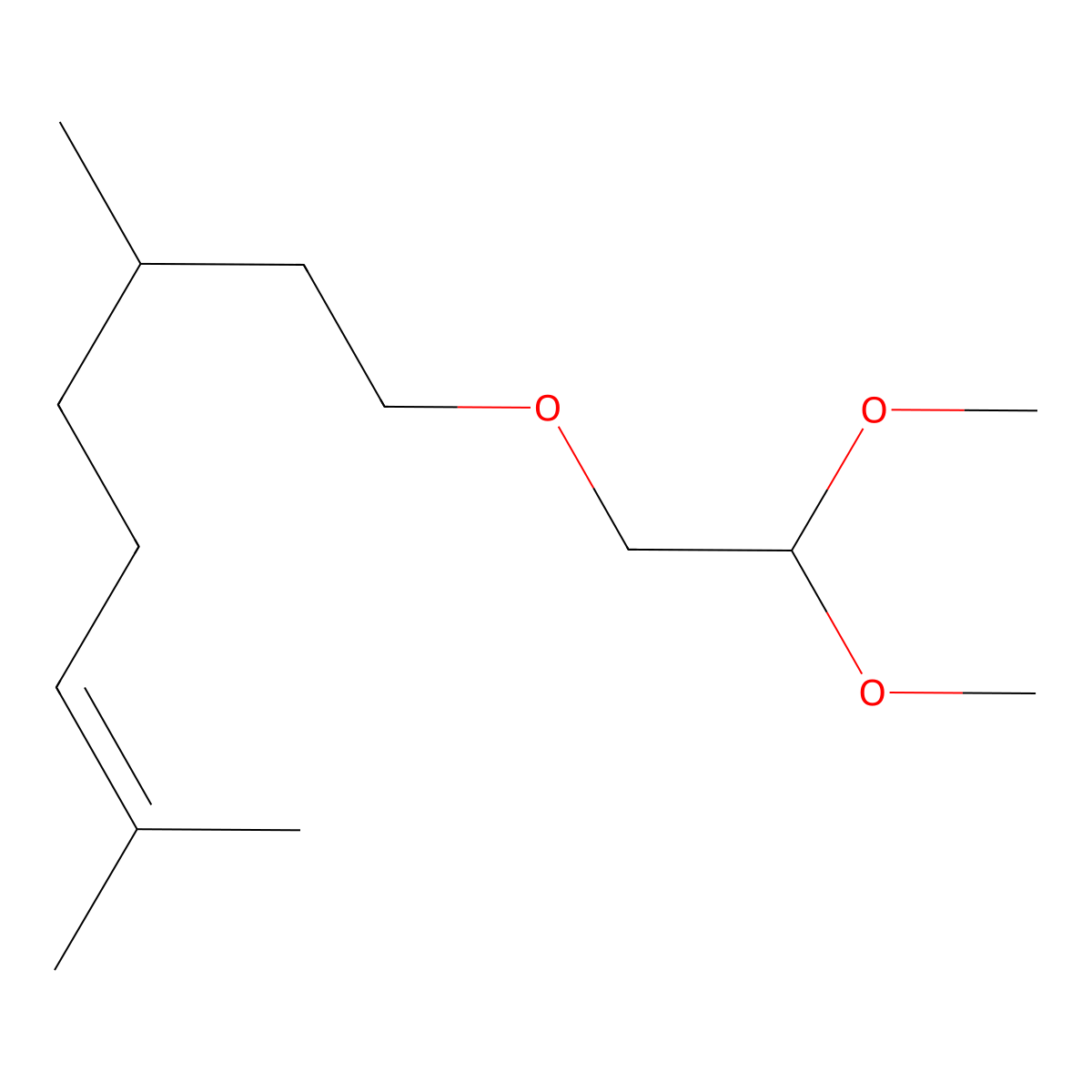 2-Octene, 8-(2,2-dimethoxyethoxy)-2,6-dimethyl- molecular structure, CAS 41847-86-3