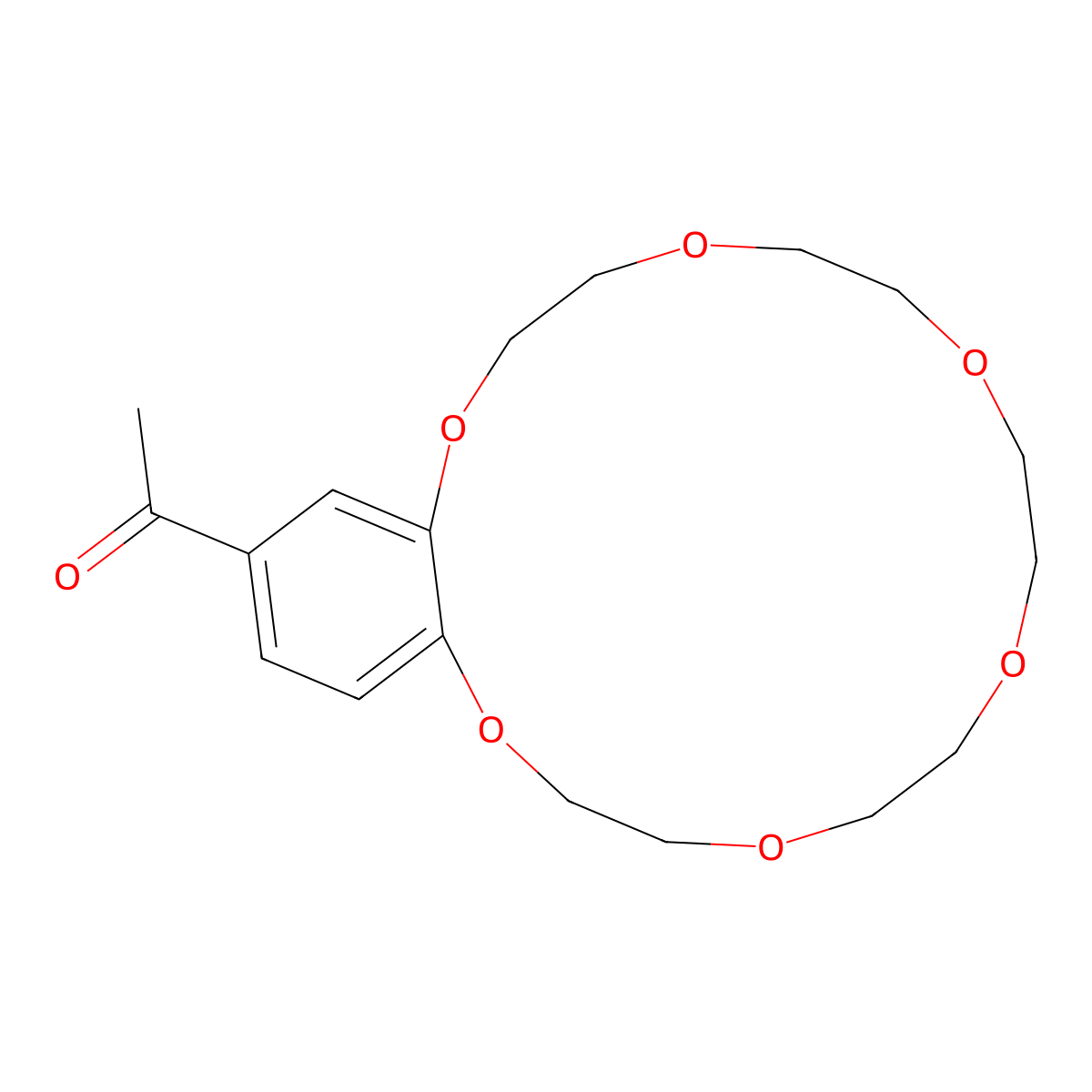 1-(2,3,5,6,8,9,11,12,14,15-Decahydrobenzo[b][1,4,7,10,13,16]hexaoxacyclooctadecin-18-yl)ethanone molecular structure, CAS 41855-35-0