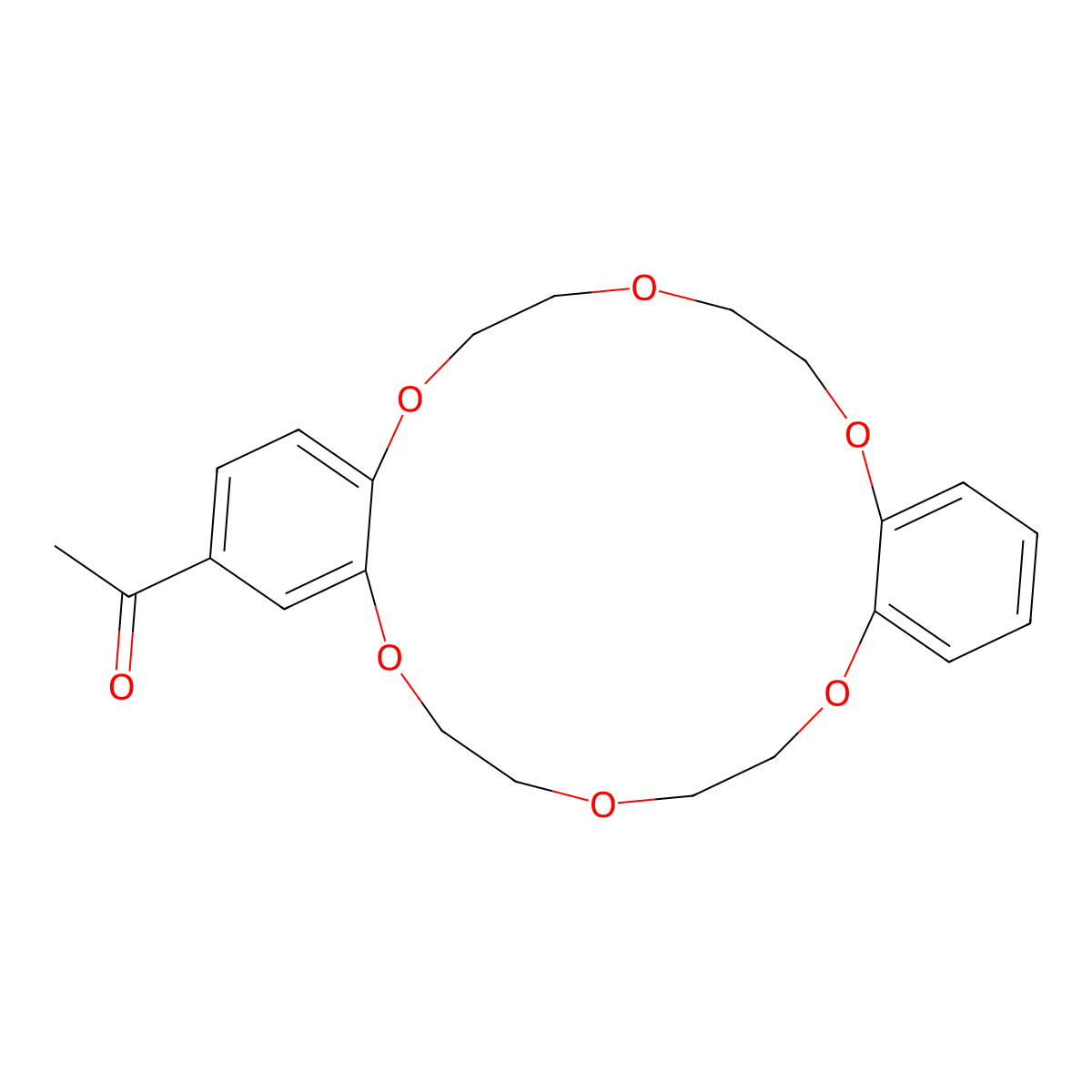 1-(6,7,9,10,17,18,20,21-Octahydrodibenzo(b,k)(1,4,7,10,13,16)hexaoxacyclooctadecin-2-yl)ethanone molecular structure, CAS 41855-36-1