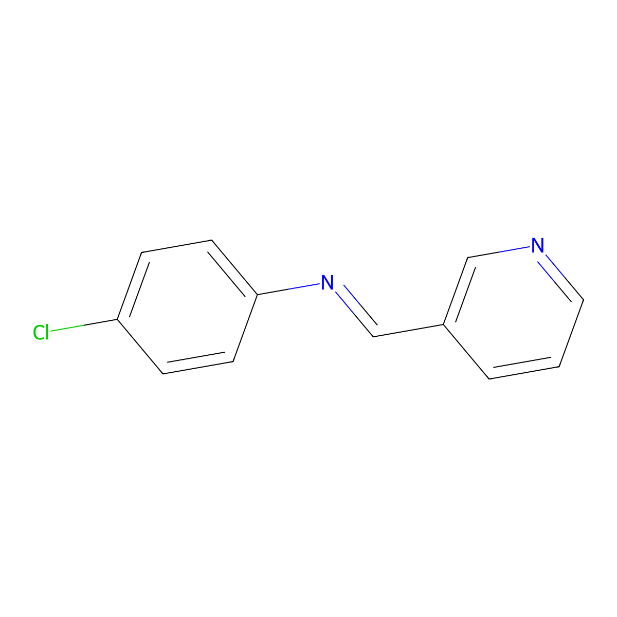 Benzenamine, 4-chloro-N-(3-pyridinylmethylene)- molecular structure, CAS 41855-64-5