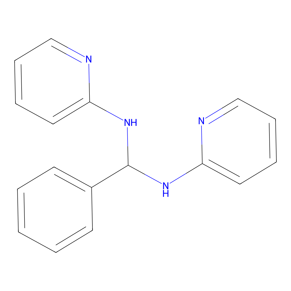 N-(Phenyl(2-pyridinylamino)methyl)-N-(2-pyridinyl)amine molecular structure, CAS 41855-95-2