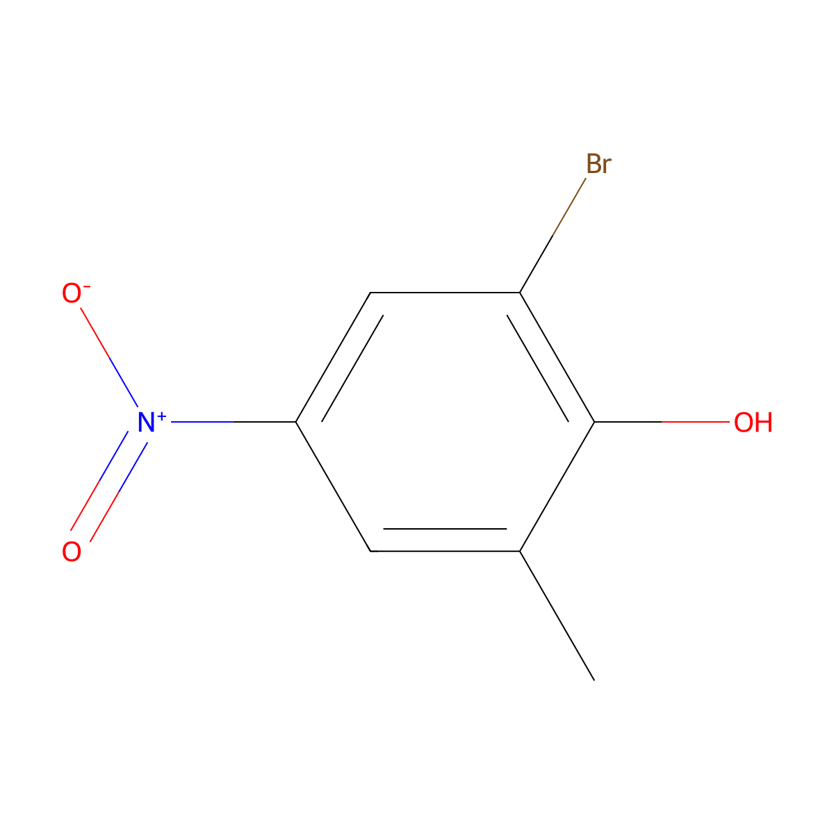 2-Bromo-6-methyl-4-nitrophenol molecular structure, CAS 4186-49-6