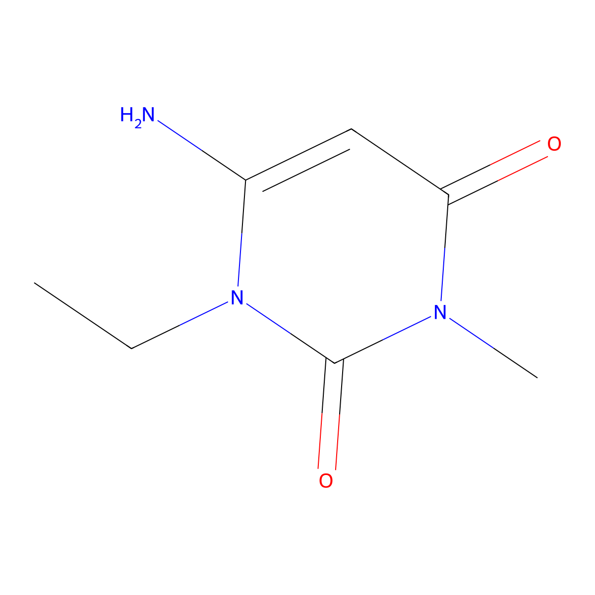 6-Amino-3-methyl-1-(ethyl)-1,2,3,4-tetrahydropyrimidine-2,4-dione molecular structure, CAS 41862-13-9