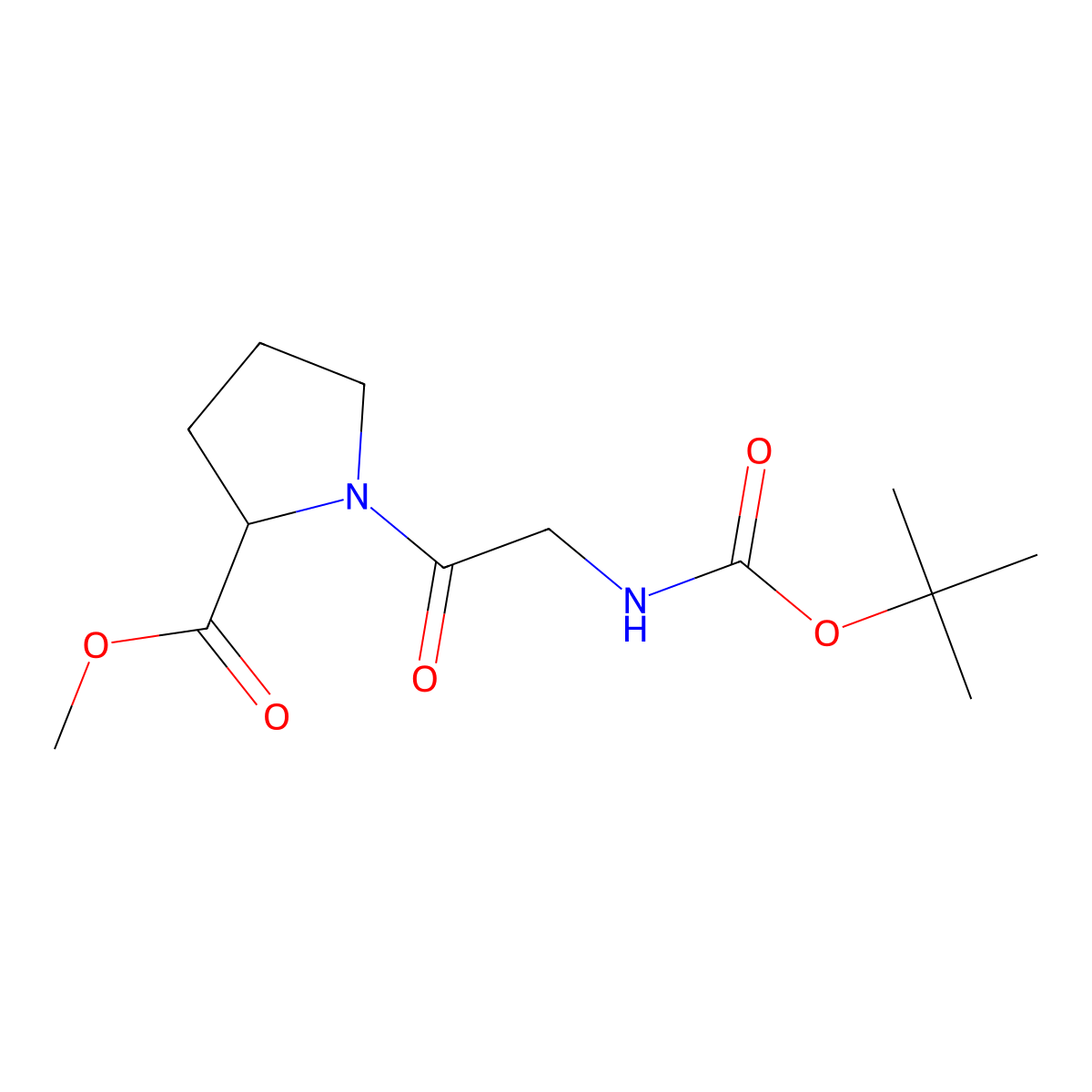 methyl (2S)-1-(2-{[(tert-butoxy)carbonyl]amino}acetyl)pyrrolidine-2-carboxylate molecular structure, CAS 41863-49-4