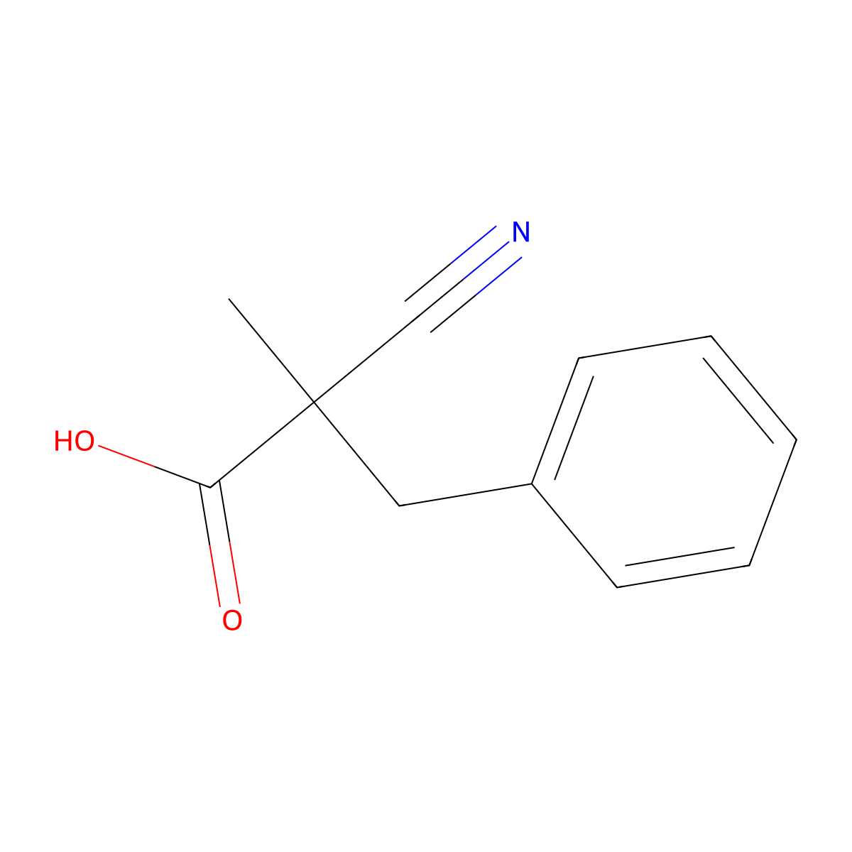 2-Cyano-2-methyl-3-phenylpropanoic acid molecular structure, CAS 41864-05-5