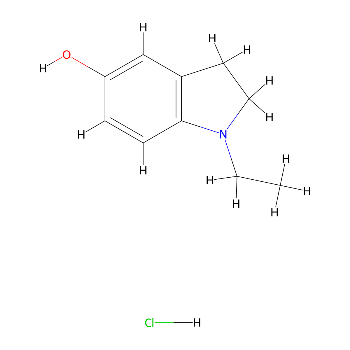 1-ethyl-2,3-dihydro-1H-indol-5-ol hydrochloride molecular structure, CAS 41873-57-8