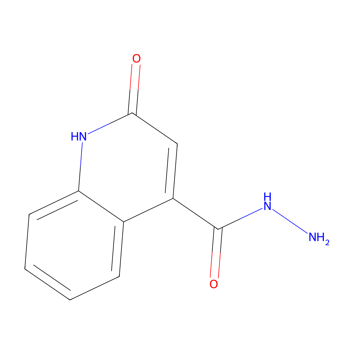 2-Hydroxyquinoline-4-carbohydrazide molecular structure, CAS 41874-24-2